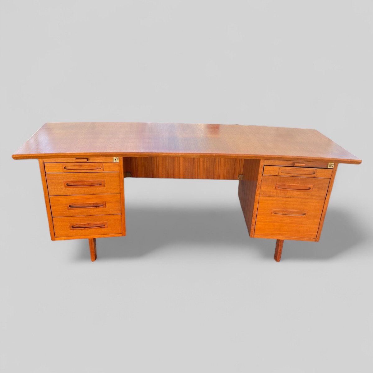 Important Bureau De Direction En Teck Style Scandinave Vers 1960-photo-2