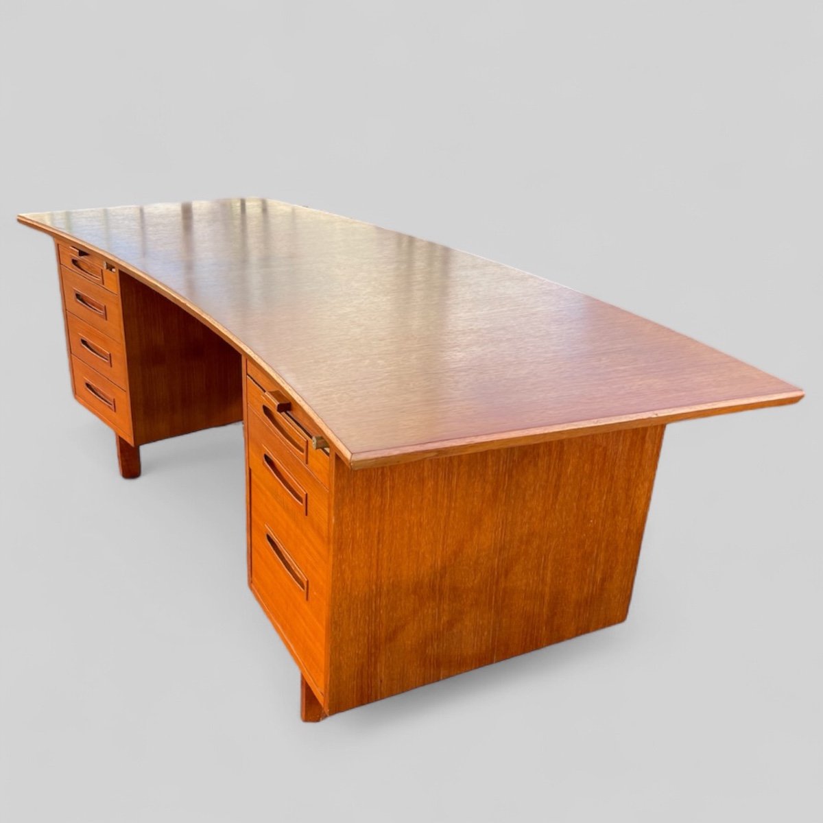 Important Bureau De Direction En Teck Style Scandinave Vers 1960-photo-1