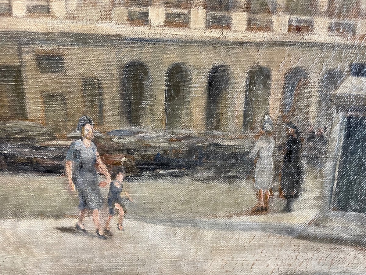 Painting View Of Paris - Place De La Concorde Around 1940 Oil On Canvas -photo-2