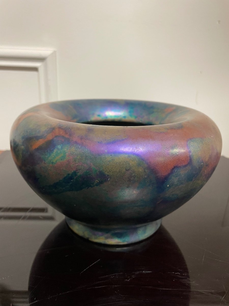 Zsolnay In Pecs - Iridescent Earthenware Vase Circa 1900-photo-3