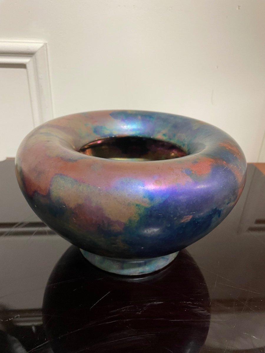 Zsolnay In Pecs - Iridescent Earthenware Vase Circa 1900-photo-4