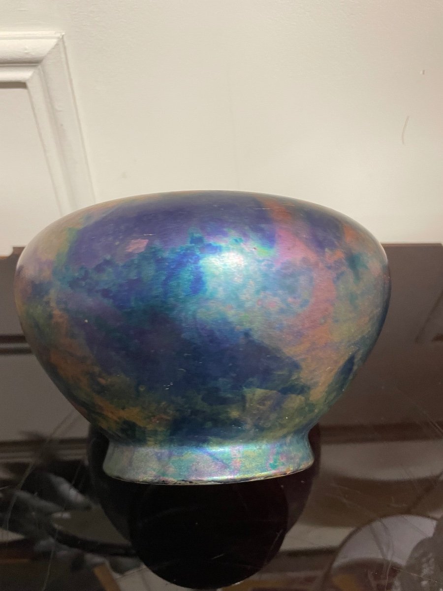 Zsolnay In Pecs - Iridescent Earthenware Vase Circa 1900-photo-2