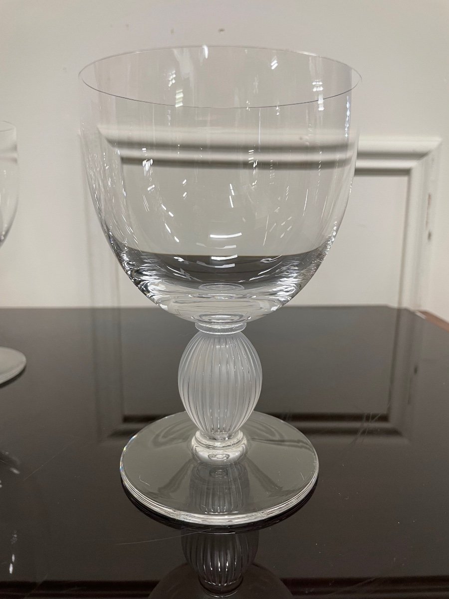 Lalique - Langeais Model - 6 Crystal Water Glasses Lalique France H: 14.5 Cm-photo-4