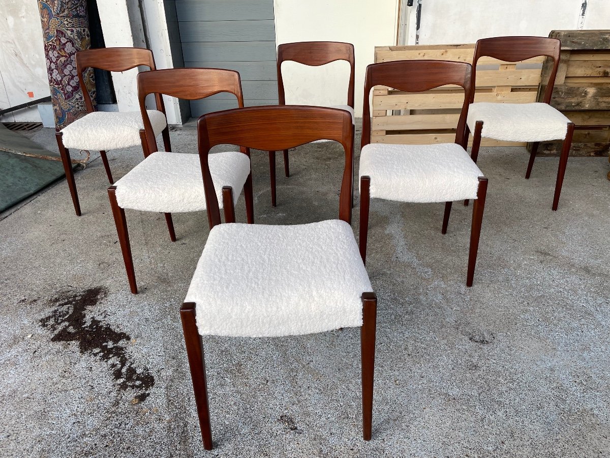 Set Of 6 Scandinavian Style Teak Chairs Circa 1960-photo-2