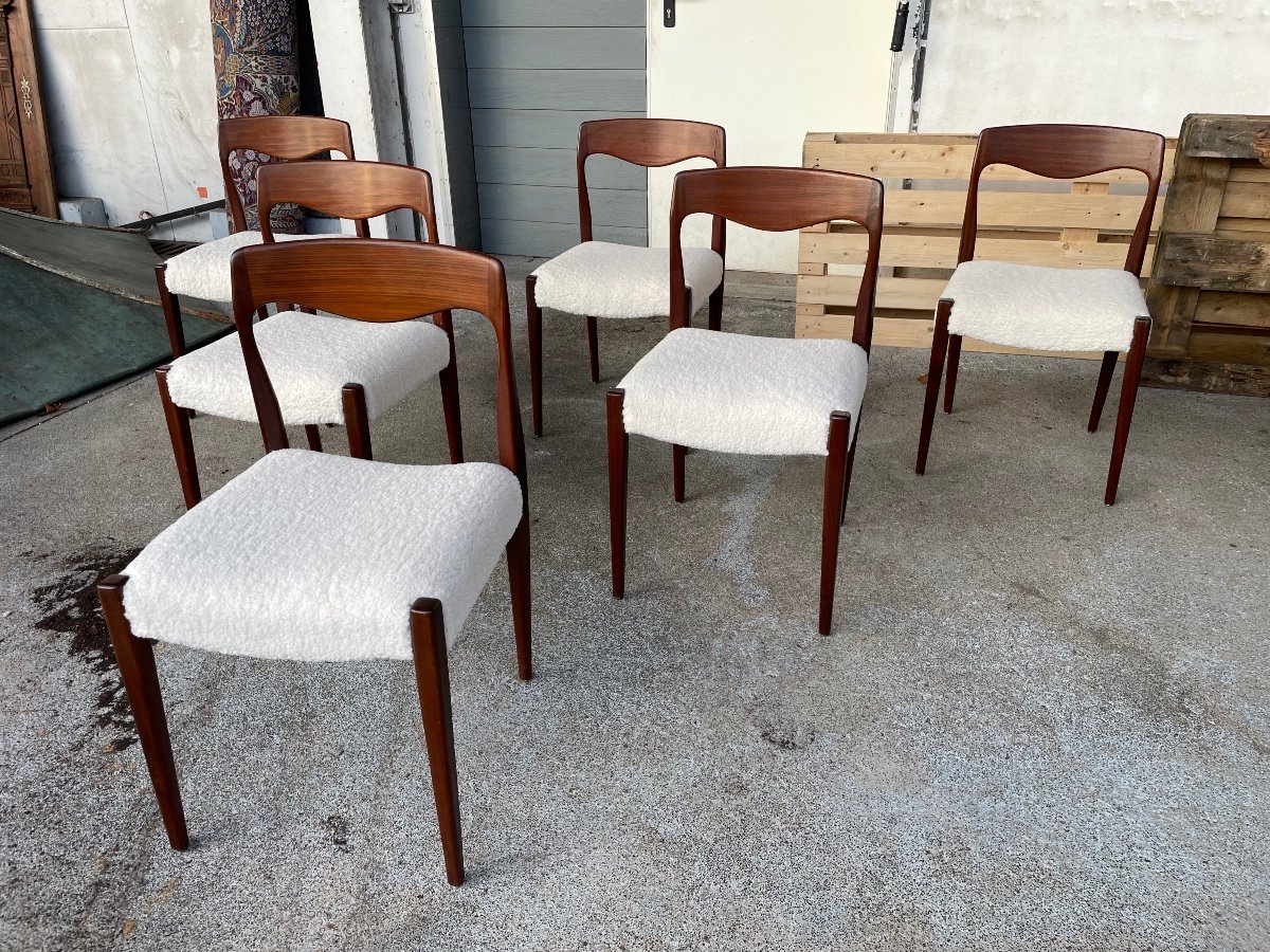 Set Of 6 Scandinavian Style Teak Chairs Circa 1960-photo-3