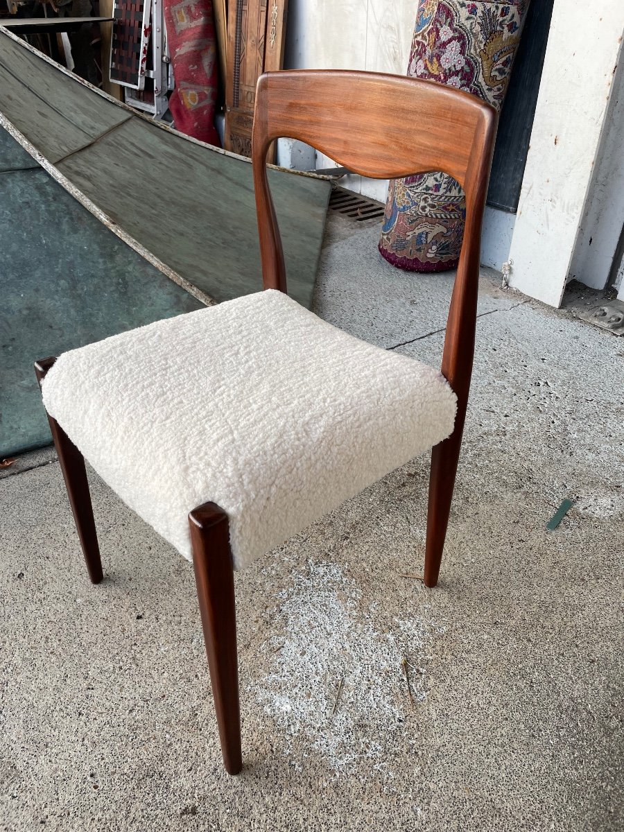 Set Of 6 Scandinavian Style Teak Chairs Circa 1960-photo-5