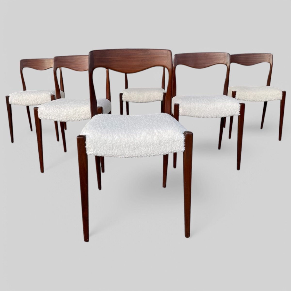 Set Of 6 Scandinavian Style Teak Chairs Circa 1960