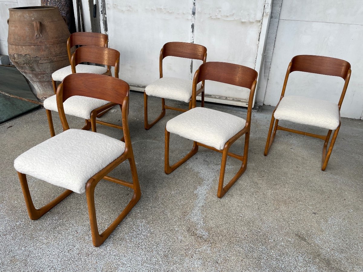 Baumann - Set Of 6 Sled Model Chairs Circa 1960-photo-2