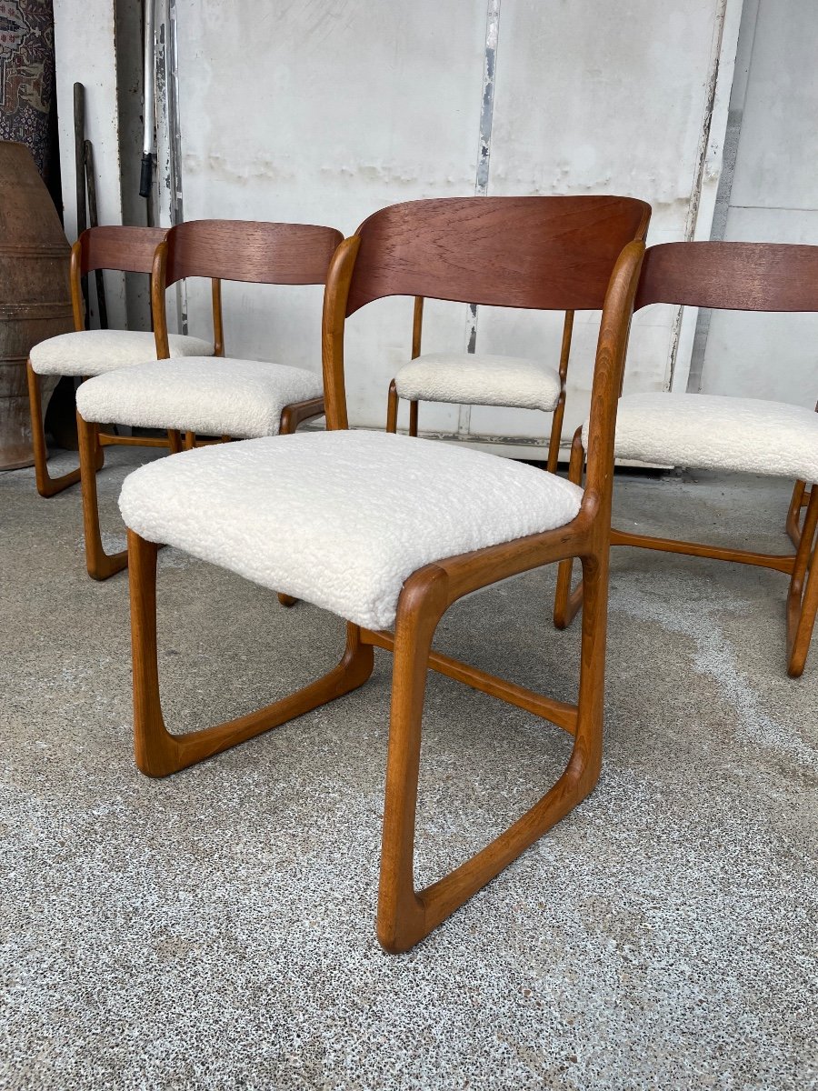 Baumann - Set Of 6 Sled Model Chairs Circa 1960-photo-3