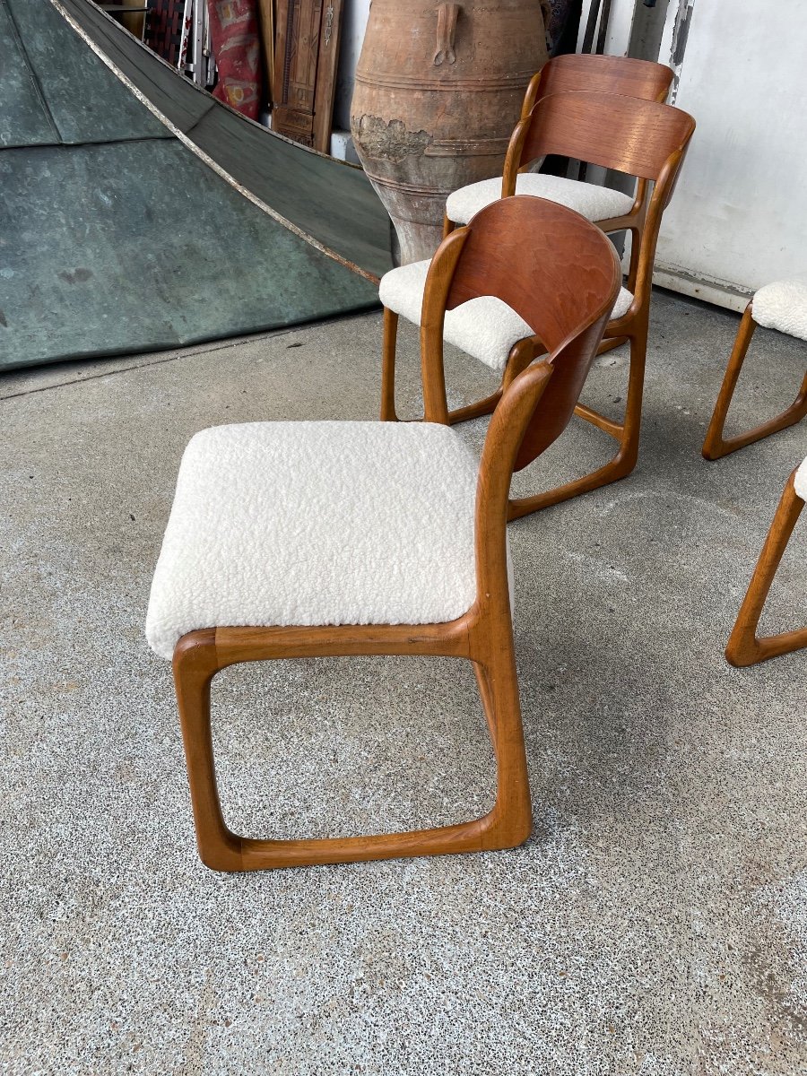 Baumann - Set Of 6 Sled Model Chairs Circa 1960-photo-4