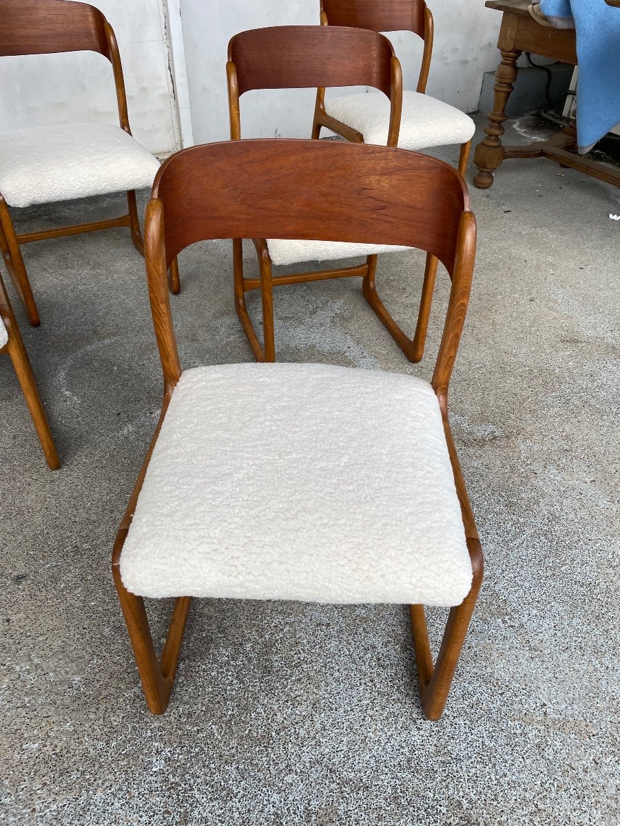 Baumann - Set Of 6 Sled Model Chairs Circa 1960-photo-1