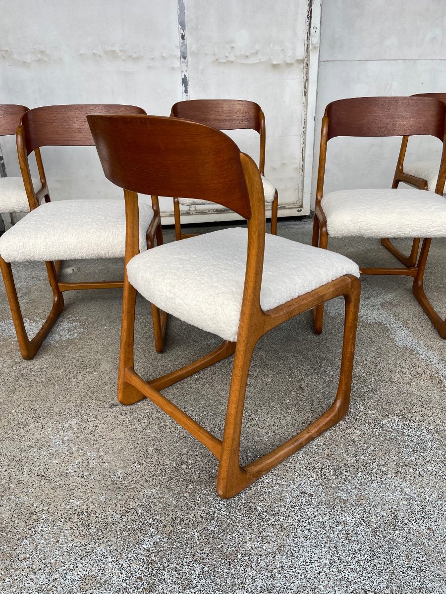 Baumann - Set Of 6 Sled Model Chairs Circa 1960-photo-3