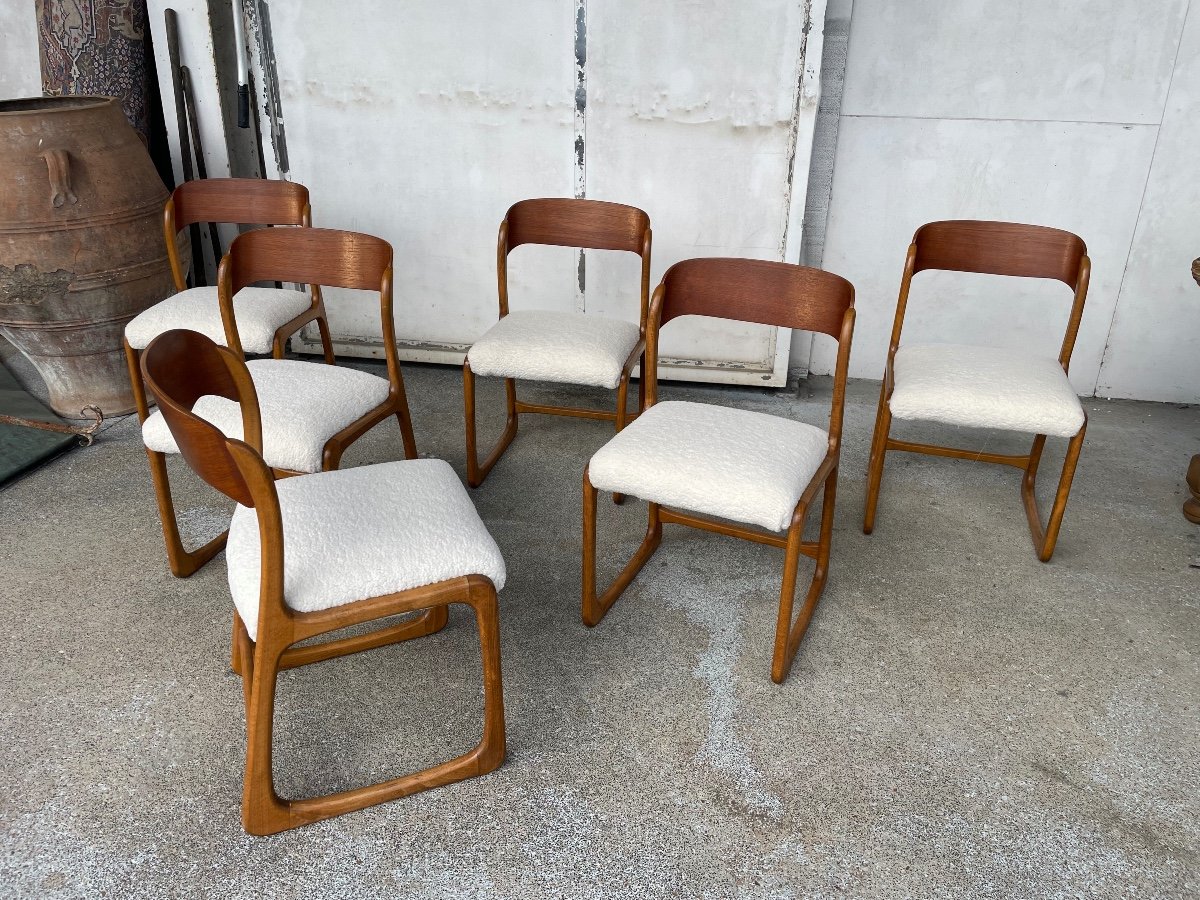 Baumann - Set Of 6 Sled Model Chairs Circa 1960-photo-4