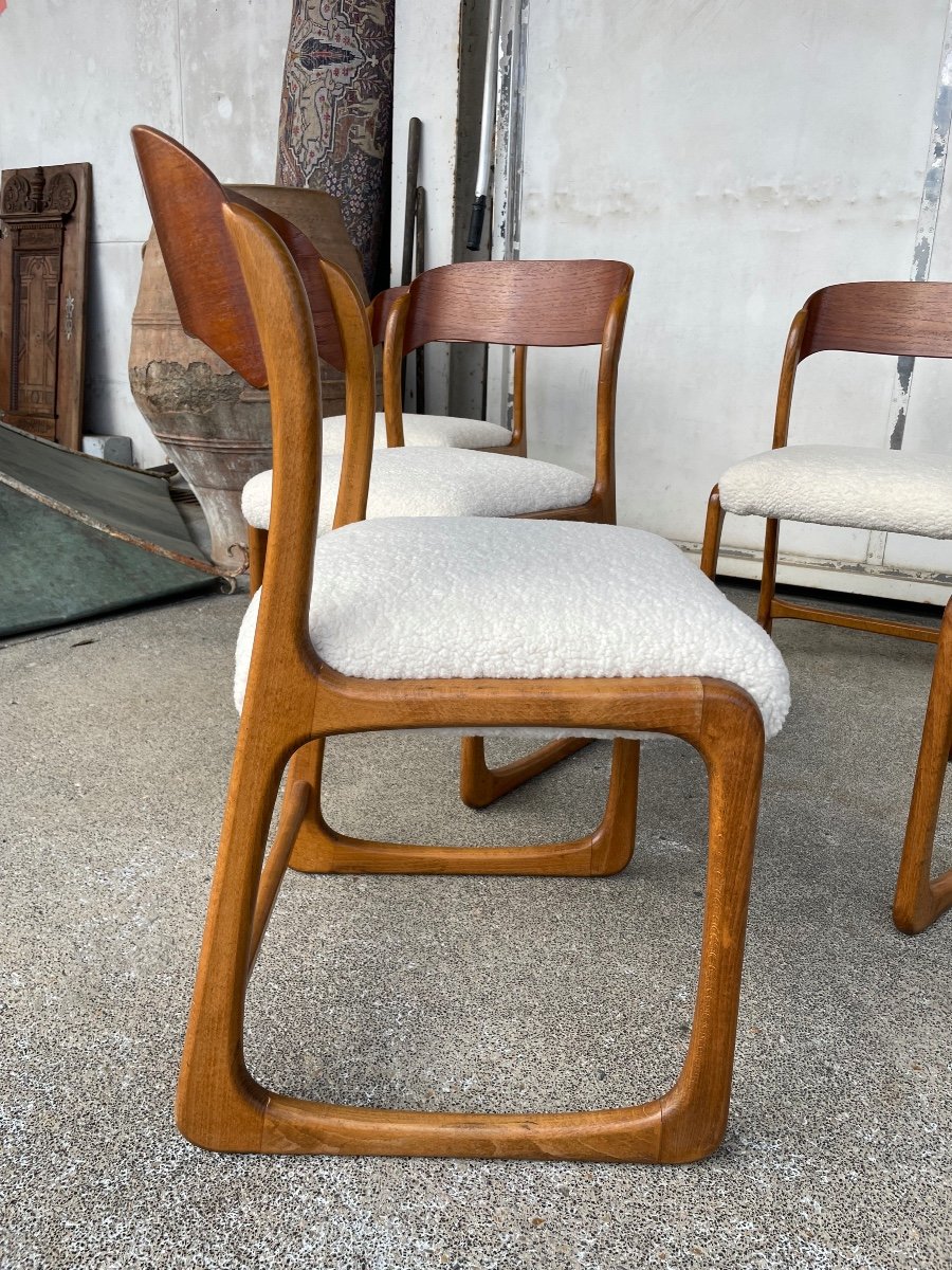 Baumann - Set Of 6 Sled Model Chairs Circa 1960-photo-5