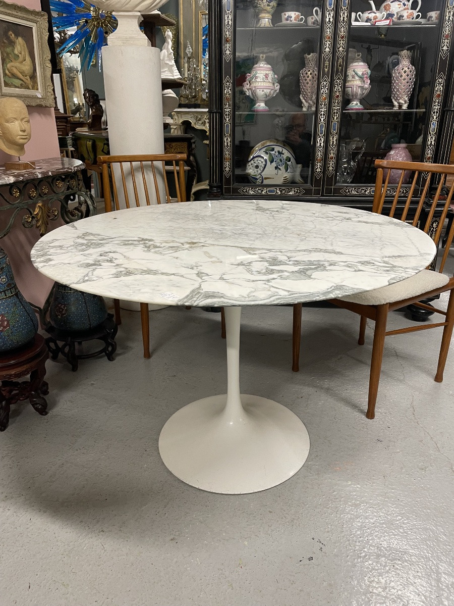 Knoll Eero Saarinen Table Tulip Model In Marble 107 Cm-photo-2