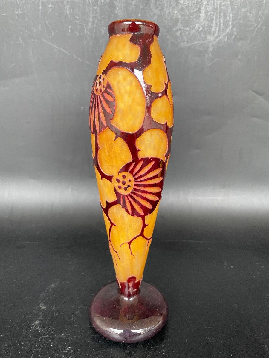 Le Verre Français - Vase Epinettes Charles Schneider