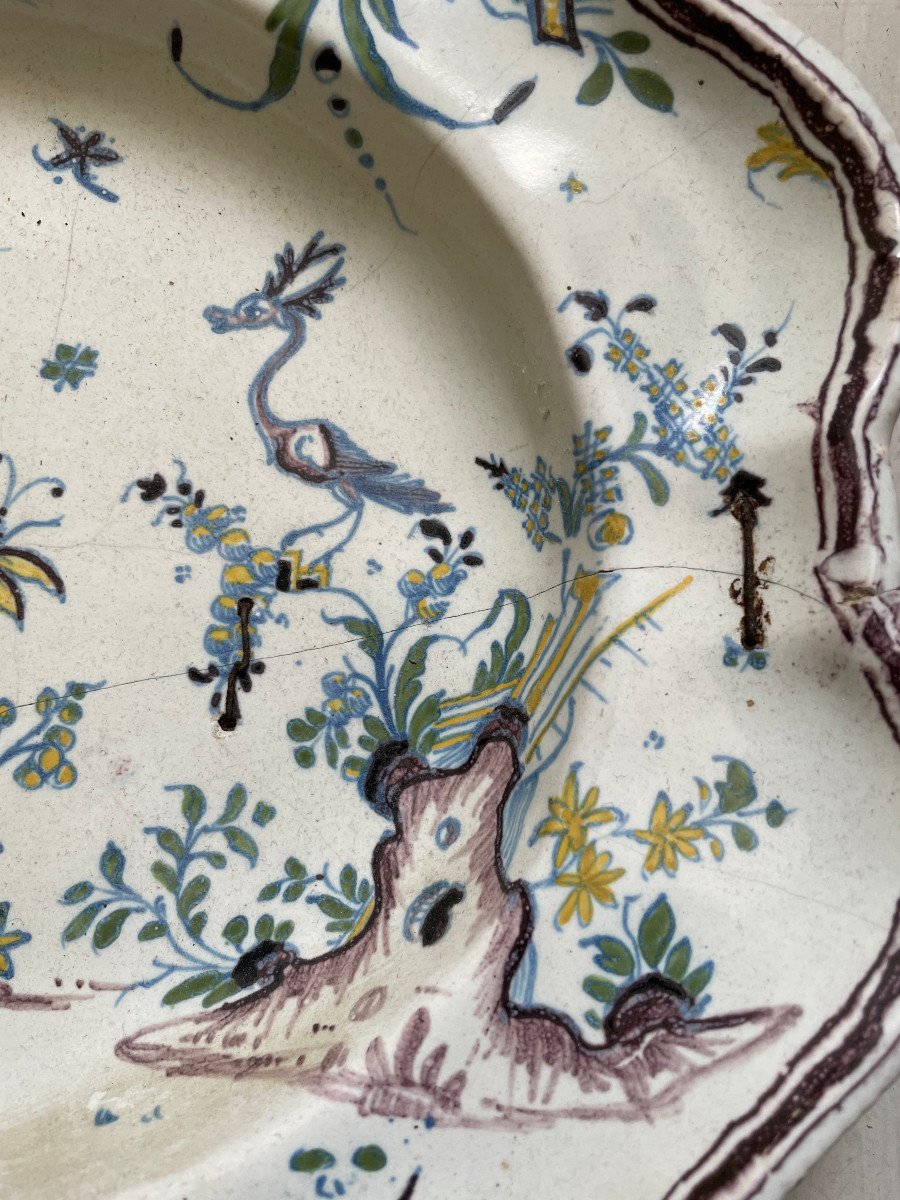 Old Large Dish In Faience Moustiers Epoque 18th-photo-4