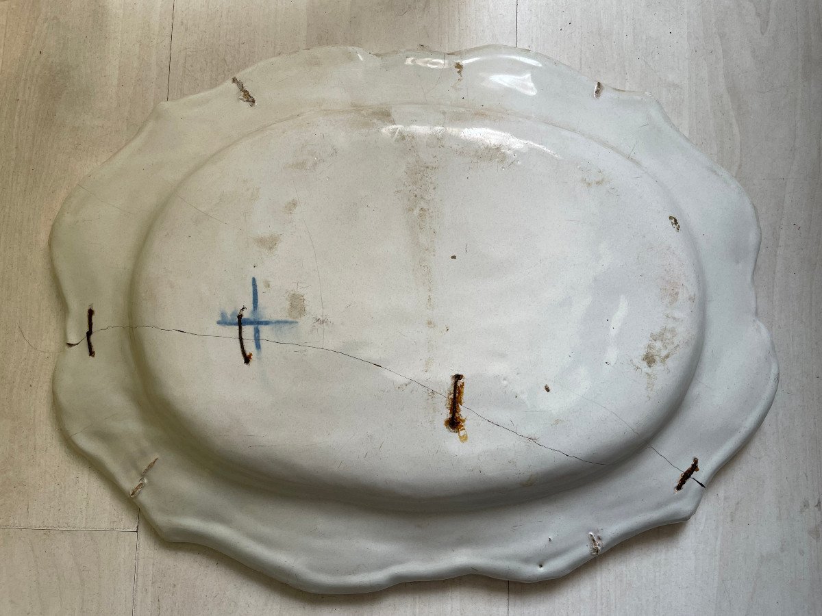 Old Large Dish In Faience Moustiers Epoque 18th-photo-3