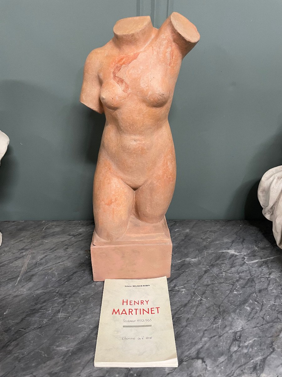 Sculpture In The Antique Torso Of Venus Terracotta Signed Henri Martinet-photo-5