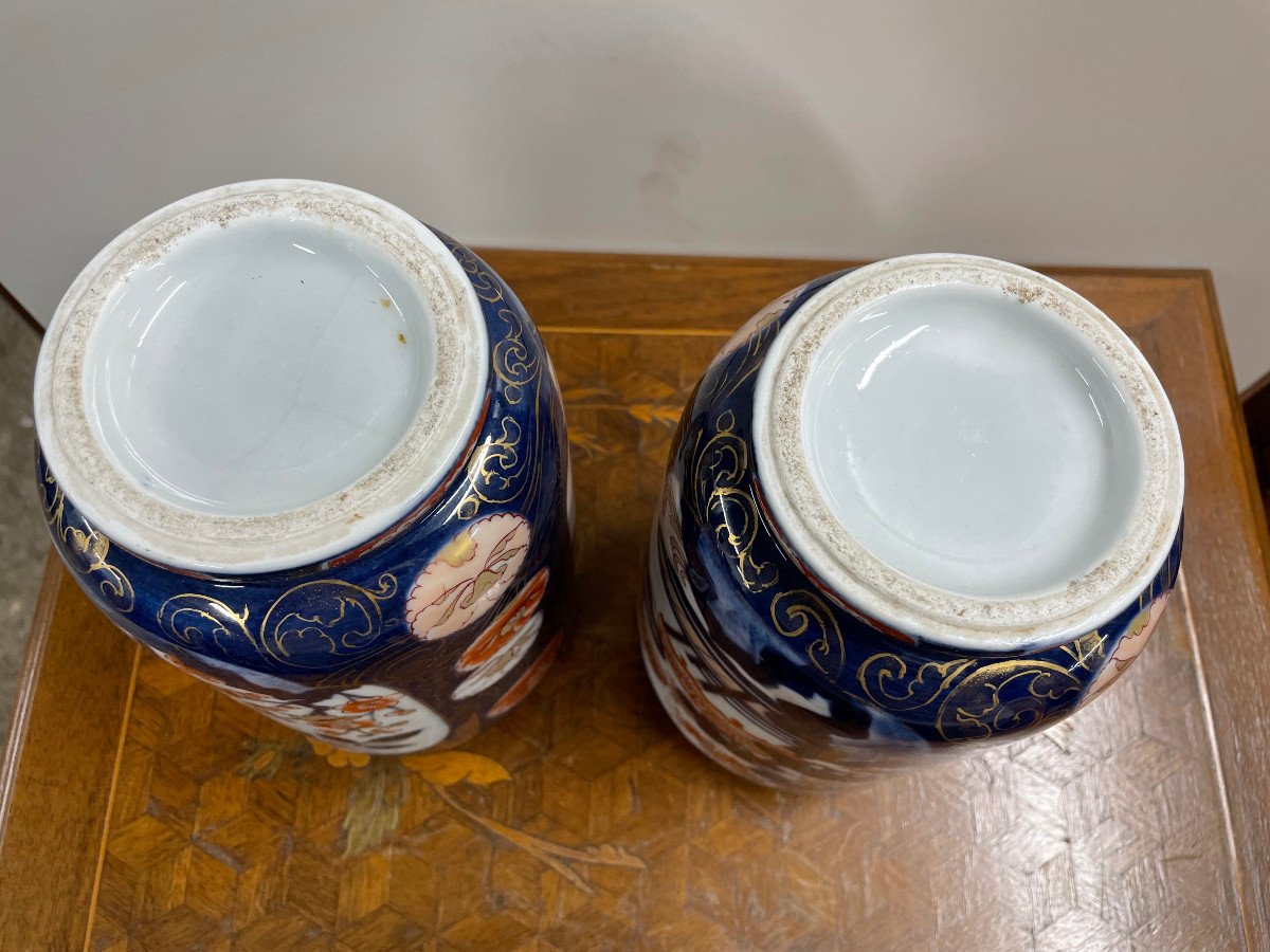 Pair Of Bayeux Porcelain Vases Imari Decor 19th Time-photo-8