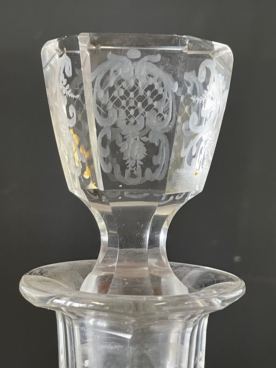 Paire De Carafes En Cristal Gravé époque 19ème-photo-4