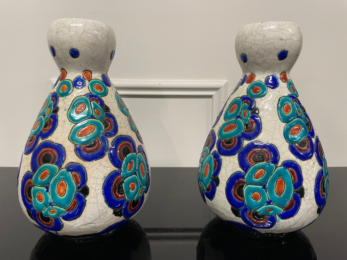 Charles Catteau - Paire De Vases Art Déco D946 Boch Frères