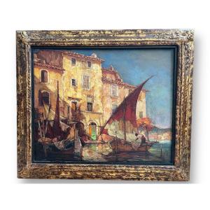 Bonamici Louis - Quai Brescon In Martigues Oil On Canvas