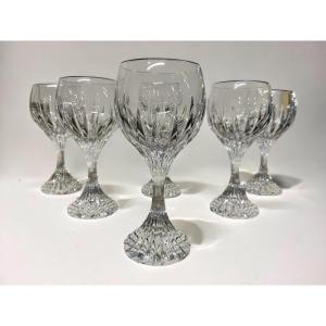 Baccarat Model Massena - 6 Wine Glasses H: 15 Cm