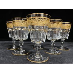 Baccarat - Modèle Eldorado 6 Verres à Vin Cristal Doré H: 13 Cm