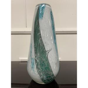 Legras - Important Wheel Engraved Glass Vase Art Deco Period 1930