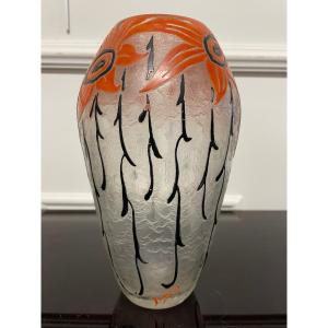 Legras - Art Deco Vase In Frosted Glass Circa 1930