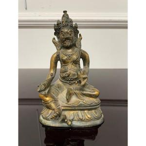 Statuette Kubera Bronze Doré Tibet Ou Népal 19eme