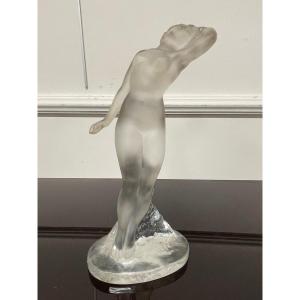 Lalique France - Naïade Statuette En Cristal Femme H: 24 cm