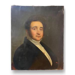 École Française du XIX- Portrait D’homme époque Début 19ème Huile Sur Toile 