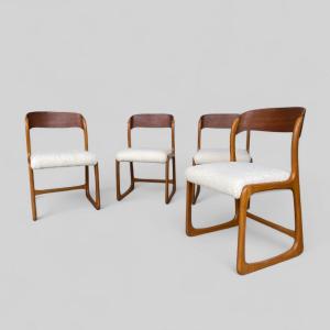 Baumann - Suite De 4 Chaises Modèle Traineau Luge Circa 1960