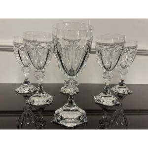 6 Saint Louis Crystal Water Glasses Chambord Model H: 18 Cm