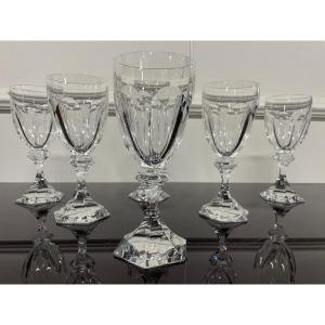 6 Saint Louis Crystal Wine Glasses Chambord Model H: 16.5 Cm