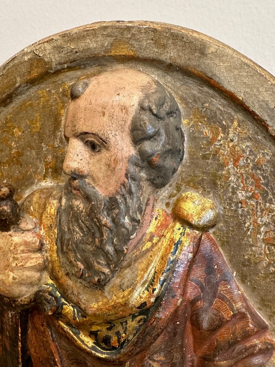 Élément De Retable En Bas Relief XVIIème « Saint Paul »-photo-2