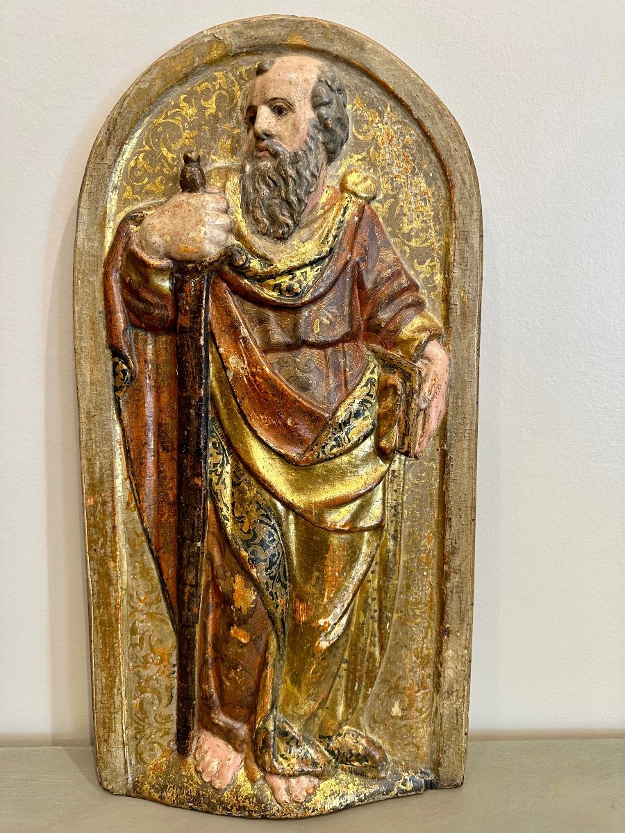 Élément De Retable En Bas Relief XVIIème « Saint Paul »-photo-8