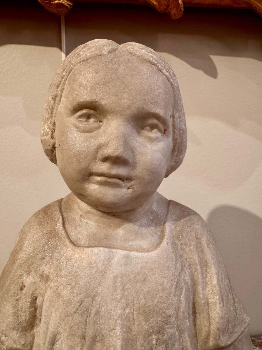 Statue En Marbre "enfant Au Cerceau" Italie Fin 16ème - Début 17ème-photo-4