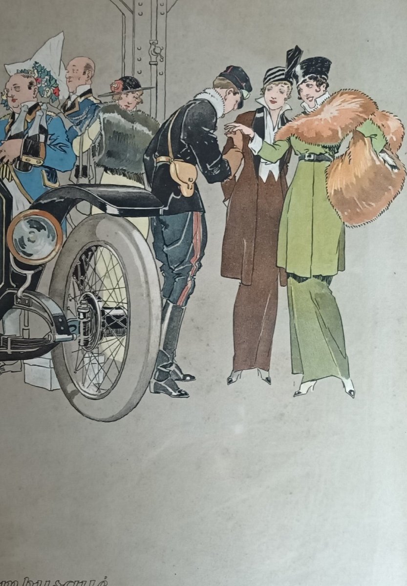 Paire d'Aquarelles Gouachées Signées René Vincent "Le Départ Et Le Retour De l'Ambusqué" 1915-photo-2