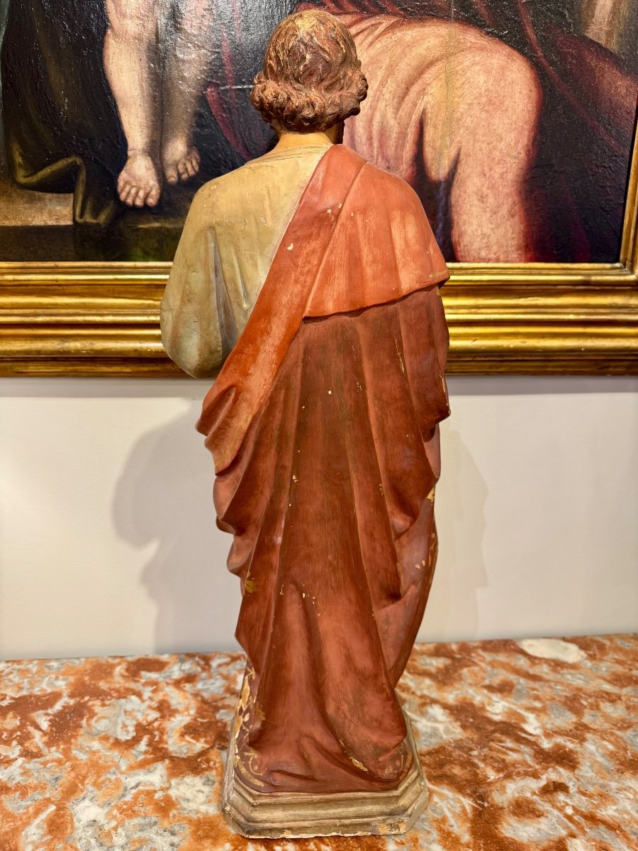 "saint Joseph" Statue En Terre Cuite Polychrome Circa 1900-photo-4