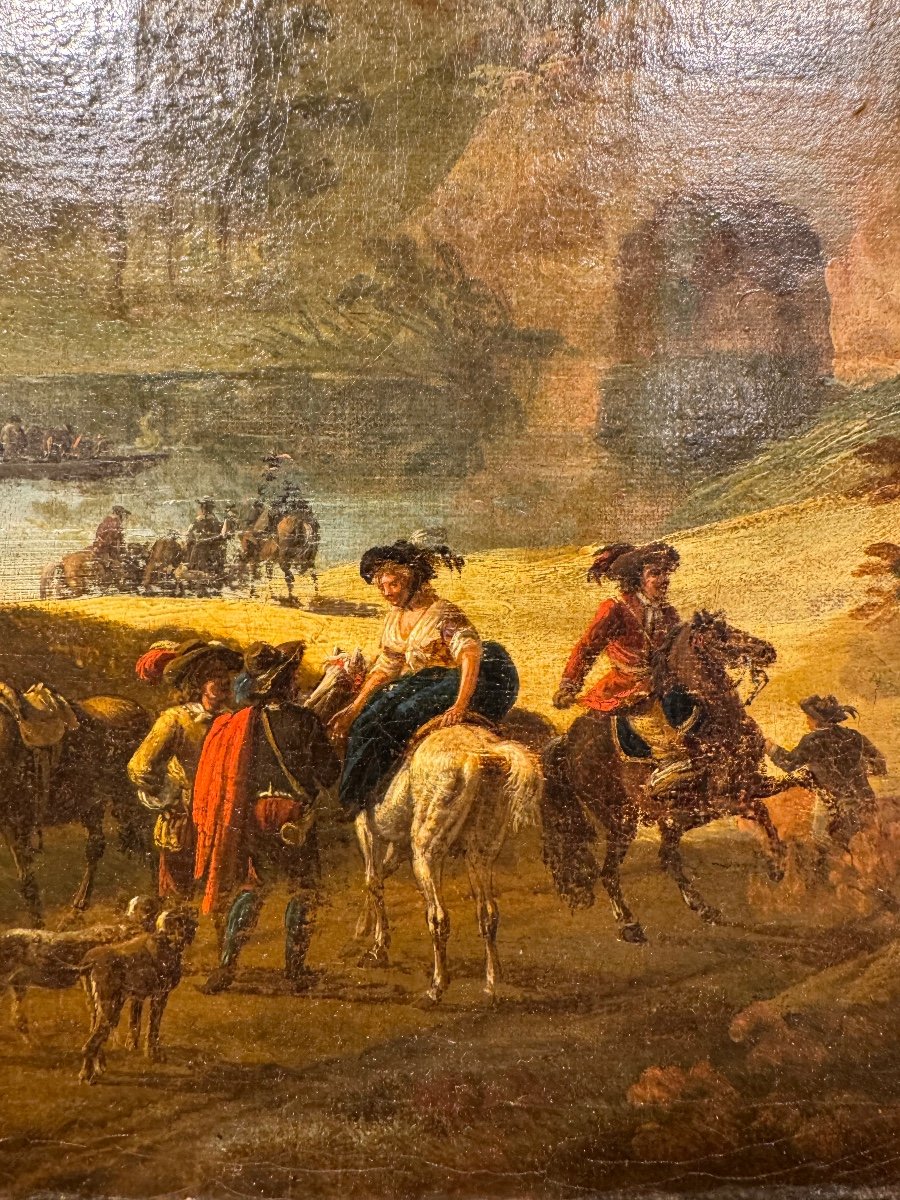 "the Riders' Halt" Late 17th Century. Attributed To Boudewyns-photo-3