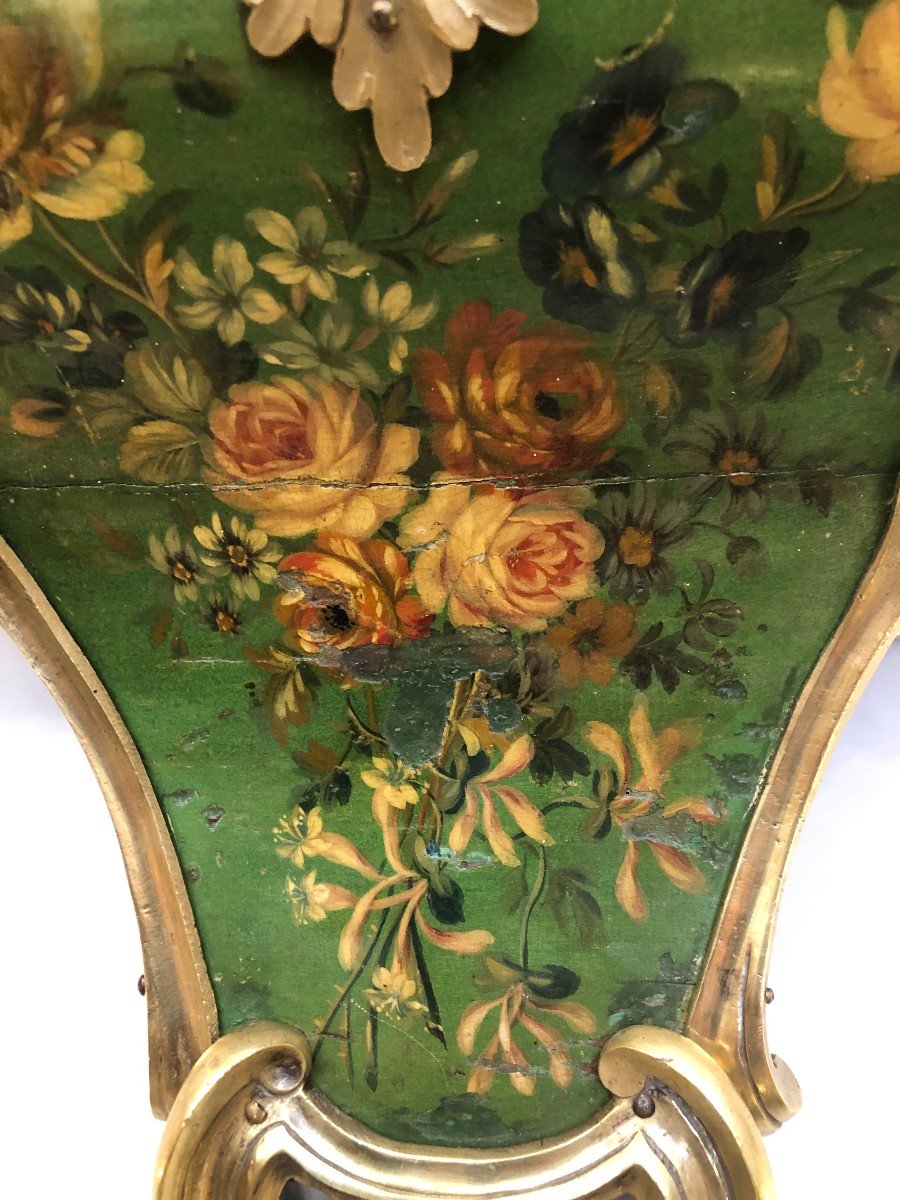 Cartel  d'époque Louis XV En Vernis Martin Vert-photo-3