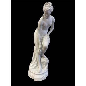 "the Bather" Or "venus In The Bath" Large Biscuit After Christophe-gabriel Allegrain