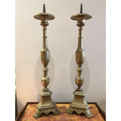 Pair Of 17th Century Brass Candlesticks