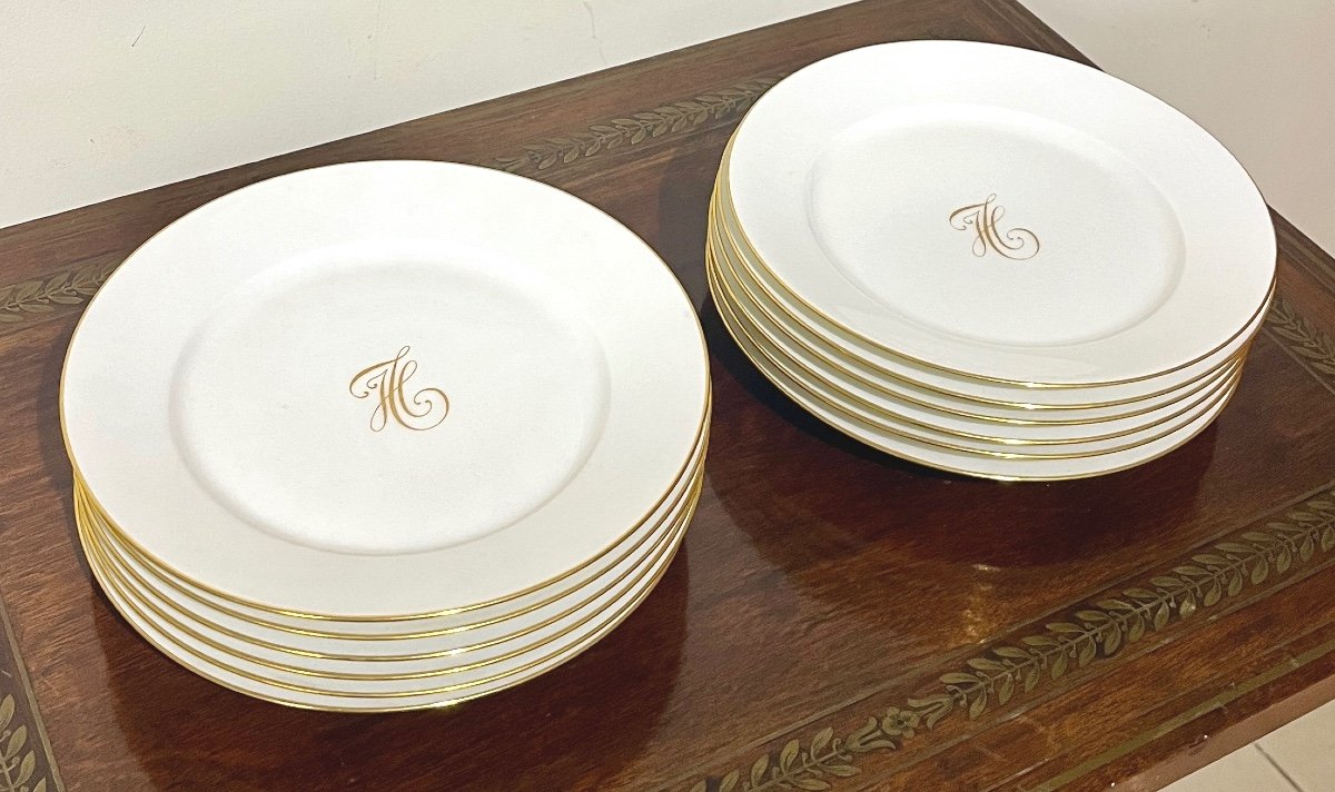 Set Of 12 Sèvres Porcelain Plates-photo-2