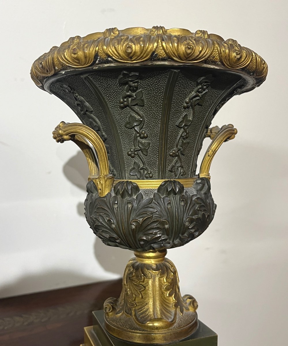 Pair Of Medicis Vases Incense Burner In Bronze-photo-1