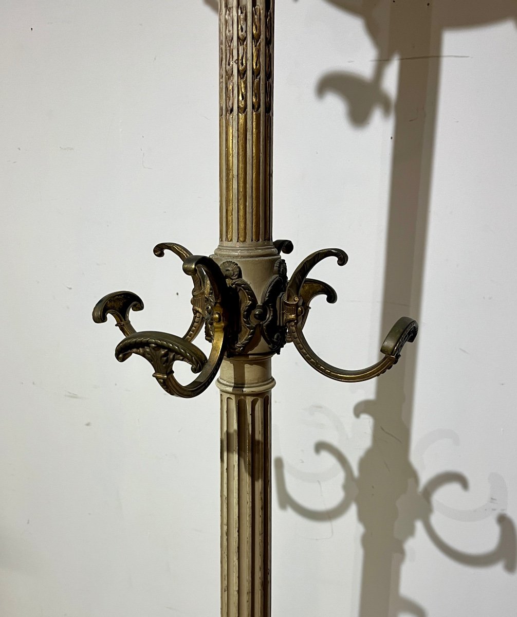  Coat Rack Louis XVI Style Lacquered Gray And Gold Rechampi-photo-3