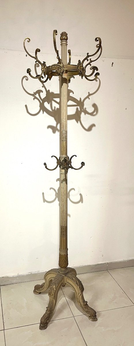  Coat Rack Louis XVI Style Lacquered Gray And Gold Rechampi